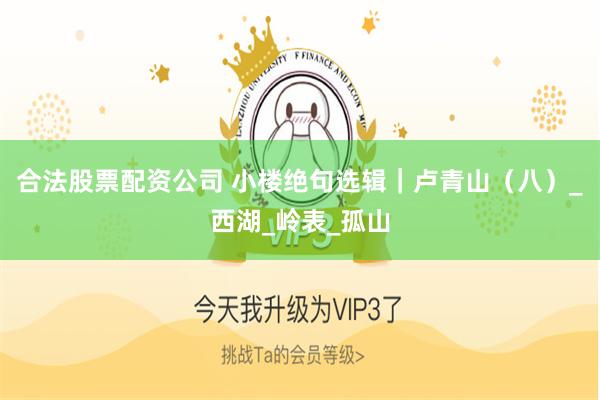 合法股票配资公司 小楼绝句选辑｜卢青山（八）_西湖_岭表_孤山